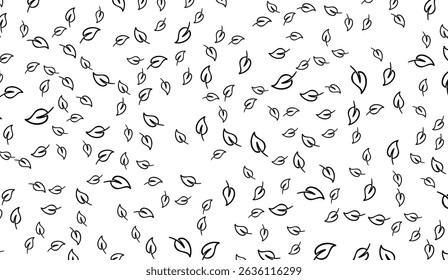Delicate Black and White Leaves Seamless Pattern: Nature-Inspired Texture for Elegant Backgrounds and Organic Designs, Ideal for Creative Projects and Decor