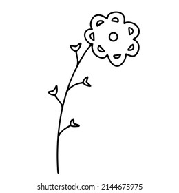 Delicate black and white sketch of a spring flower. Vector illustration in hand drawn style.