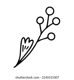Delicado sketch en blanco y negro de una flor primaveral. Ilustración vectorial con estilo dibujado a mano.