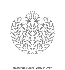Delicate black-and-white botanical ornament featuring a central floral motif surrounded by symmetrical leaves. Perfect for logos and branding