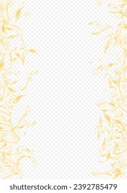 Delicate Blossom Fly Vector Transparent Background. Light Fall Peach Design. Yellow Floral Spring Frame. Gold Cherry Blur Backdrop. Flying Lotus Poster.