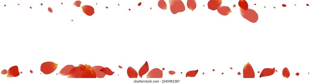 Delicate Blossom Japanese Vector White Panoramic Background. Spring Peach Backdrop. Red Sakura Blur Texture. Pink Cherry Summer Illustration.