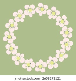 Delicate Blossom Wreath Vector, White Flower Ring Illustration, Minimalist Floral Circle Design