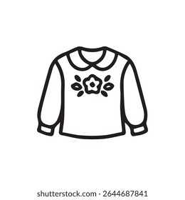 Delicate blouse featuring a peter pan collar and floral embroidery perfect for kids fashion designs or apparel related illustrations.