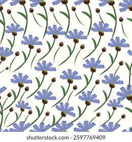 Delicate blue cornflowers create a seamless botanical pattern