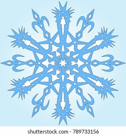 Delicate blue crystal snowflake.