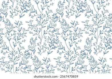 Delicate Blue Floral Pattern Seamless Repeat