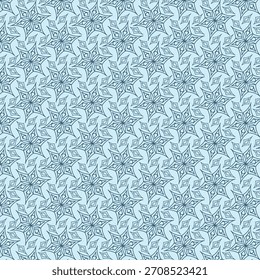 Delicado patrón floral azul con estrella y Elementos en forma de diamante