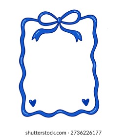 Delicate Blue Ornate Flirty Frame with Lace-Like Openwork Details