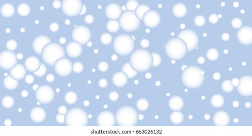 Delicate blue paper with white dots. White snow abstract winter background. White confetti on blue background. Water bubbles. Vector illustration,eps 10.