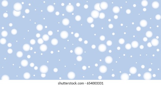 Delicate blue paper with white dots. White snow abstract winter background. White confetti on blue background. Water bubbles. Vector illustration,eps 10.