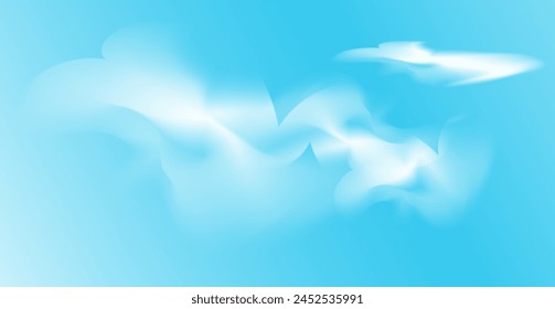 Delicate blue sky background with clouds. White and transparent clouds vector illustration. Couds banner