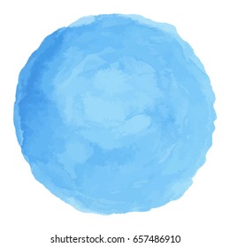 Delicate  blue watercolor painted vector stain isolated on white background