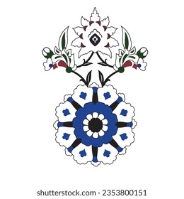 A delicate blue and white floral pattern on a pristine white background
