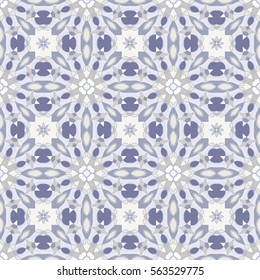 Delicate blue and white seamless pattern. Classic ornament in Oriental style. Vector illustration.