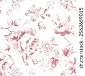 Delicate Blush Pink Floral Print Seamless Pattern