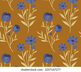 Delicate boho floral seamless pattern in vector