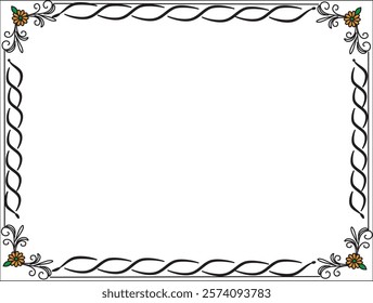 Delicate Border Line Flower vector design, featuring minimalist blooms, simple patterns, and clean lines. Perfect for stationery, invitations, and subtle decorative designs.
