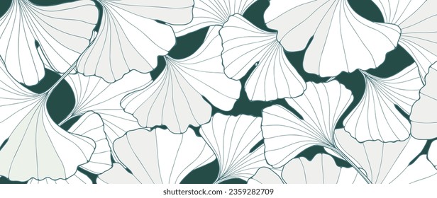 Delicate botanical background with white leaves of Ginkgo biloba. Background for decor, wallpaper, covers, cards and presentations, posts on social networks.