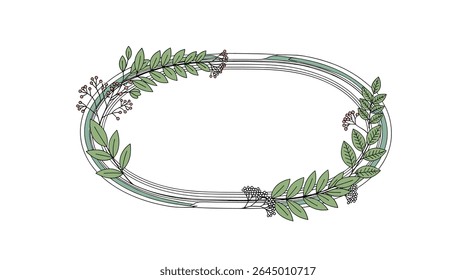 Delicate Botanical Wreath Frame With Natural Greenery Ideal for Special Event Stationery