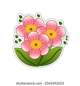 delicate bouquet of spring daisies sticker isolate