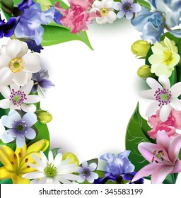 delicate bouquet of spring forest flowers for your design.Vector