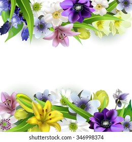 delicate bouquet of spring forest flowers for your design