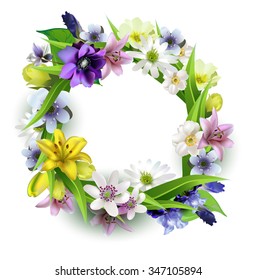 delicate bouquet of spring forest flowers for your design