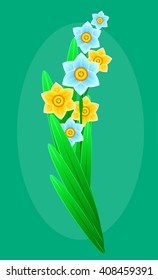 Delicate bouquet of spring forest flowers for your design. Floral background. Vector illustration