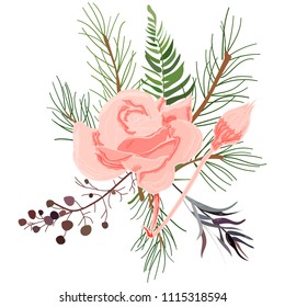 Delicate bouquet for your beloved, vector illustration for wedding and anniversary cards, banners, posters and cards.