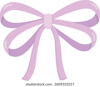 Сute delicate bow made of thin ribbon. Decorative element isolated on white background