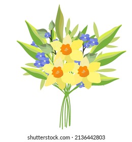 Delicate bright bouquet in a flat style.Vector illustration. Gift for March 8, mother's day. Bouquet for girls, women.