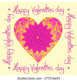 delicate bright heart with ornaments and magic flower as a gift for Valentine's Day