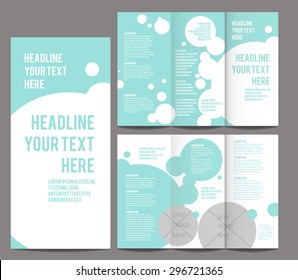 delicate bubbles style Tri-fold Brochure and Catalog Vector Concept Template Blue Color