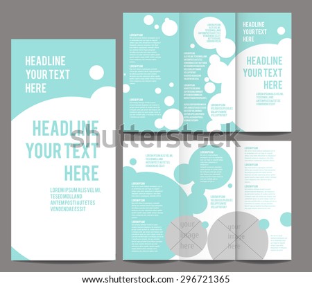 delicate bubbles style Tri-fold Brochure and Catalog Vector Concept Template Blue Color