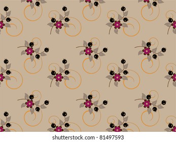 Delicate bunch of flower and  berry on a beige background.