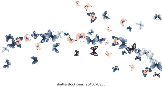 Delicate  butterflies in soft pink and blue hues create a whimsical and elegant pattern. Perfect for background designs, stationery, and fabric prints, adding a touch of nature's beauty to any project