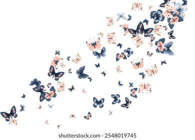 Delicate  butterflies in soft pink and blue hues create a whimsical and elegant pattern. Perfect for background designs, stationery, and fabric prints, adding a touch of nature's beauty to any project