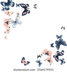 Delicate  butterflies in soft pink and blue hues create a whimsical and elegant pattern. Perfect for background designs, stationery, and fabric prints, adding a touch of nature's beauty to any project