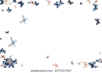 Delicate  butterflies in soft pink and blue hues create a whimsical and elegant pattern. Perfect for background designs, stationery, and fabric prints, adding a touch of nature's beauty to any project