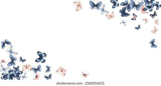 Delicate  butterflies in soft pink and blue hues create a whimsical and elegant pattern. Perfect for background designs, stationery, and fabric prints, adding a touch of nature's beauty to any project