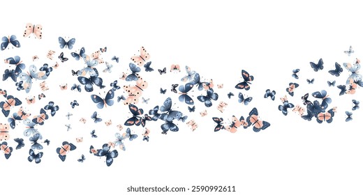 Delicate  butterflies in soft pink and blue hues create a whimsical and elegant pattern. Perfect for background designs, stationery, and fabric prints, adding a touch of nature's beauty to any project