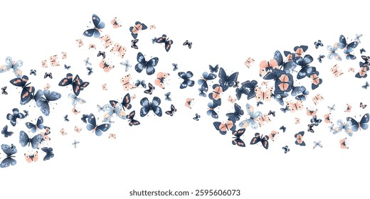 Delicate  butterflies in soft pink and blue hues create a whimsical and elegant pattern. Perfect for background designs, stationery, and fabric prints, adding a touch of nature's beauty to any project