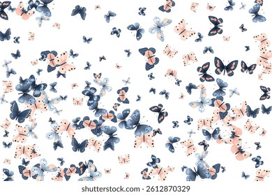 Delicate  butterflies in soft pink and blue hues create a whimsical and elegant pattern. Perfect for background designs, stationery, and fabric prints, adding a touch of nature's beauty to any project