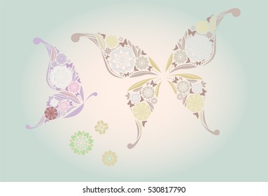 Delicate Butterfly in floral patterns