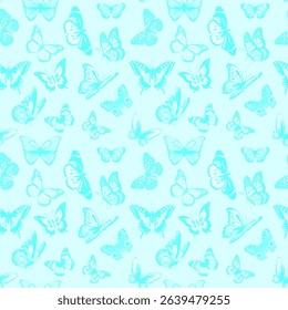 Delicate Butterfly Silhouettes in Pastel Blue