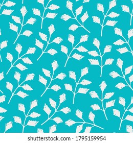 Delicado patrón de vector floral calmado sin fisuras. Bandas claras sobre un fondo azul turquesa. Para impresiones de tela, ropa, productos textiles.