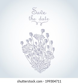Delicate card with flowers. Vector illustration. Can be used form of greeting cards, invitations and personalized card. 