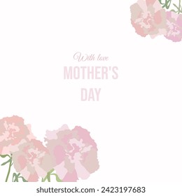 Delicate carnations against a background of lightness and warmth, a card illustration that embodies the love and appreciation for the most dear mom