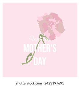 Delicate carnations against a background of lightness and warmth, a card illustration that embodies the love and appreciation for the most dear mom